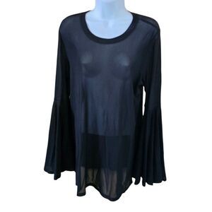 Sheer Black Torrid Bell Sleeve Top For Women goth whimsygoth y2k